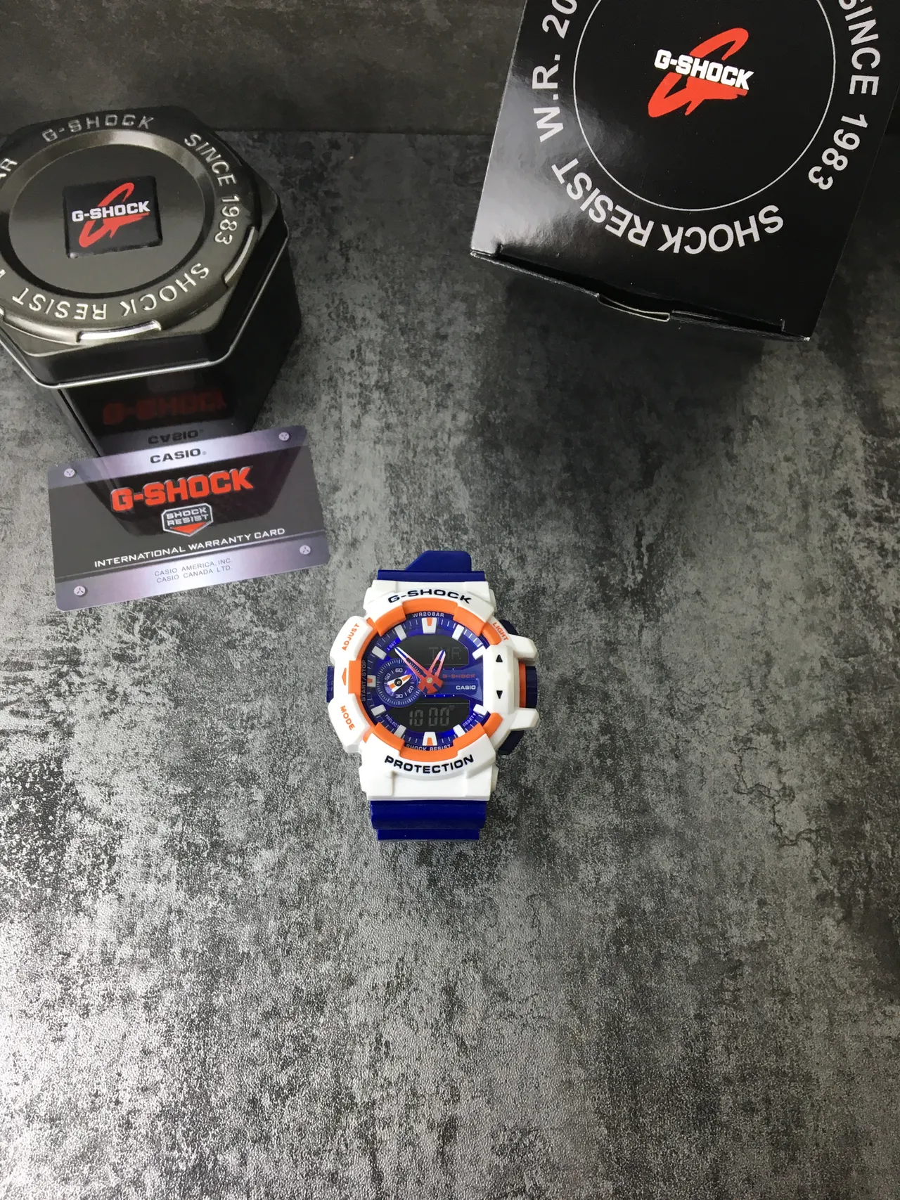 Casio G-Shock GA-100 নীল সাদা কমলা স্পোর্টস ওয়াচ 4