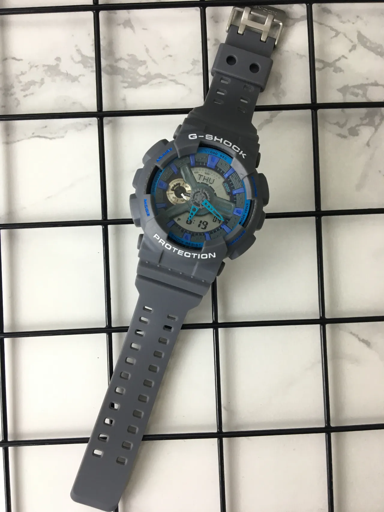 Casio G-Shock GA-100 Gray and Blue Sports Watch 5