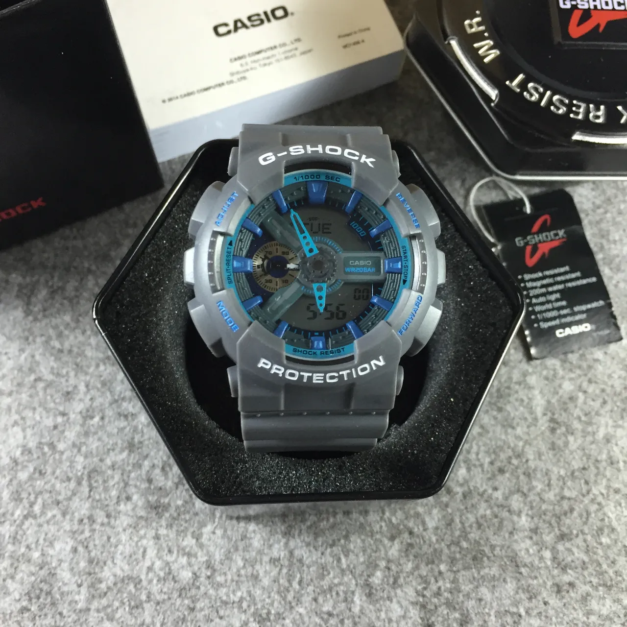 Casio G-Shock GA-100 Gray and Blue Sports Watch 12