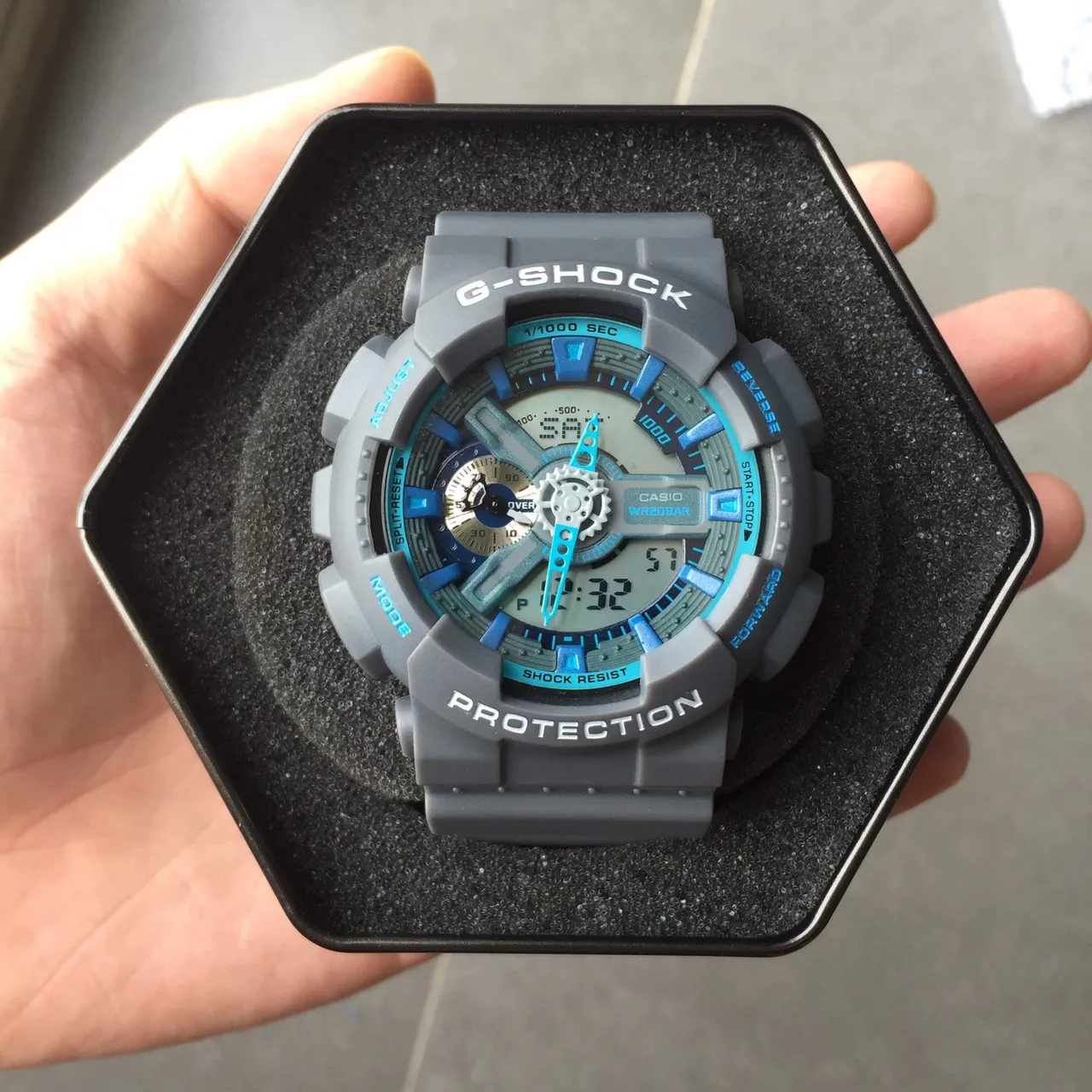 Casio G-Shock GA-100 Gray and Blue Sports Watch 13