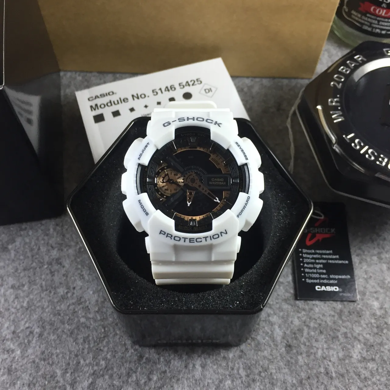 Casio G-Shock GA-100 أبيض وأسود ساعة رياضية 13