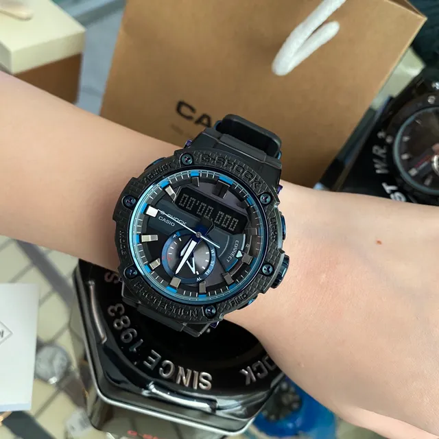 Casio G-Shock GA-2100 काला नीला हेक्सागोनल केस एनालॉग-डिजिटल हाइब्रिड वॉच 3