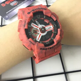 Casio 红黑 树脂 玛瑙纹 表壳 模拟-数字混合 手表
