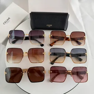 Celine نظارات شمسية بإطار مربع ولون بني ذهبي مع عدسة تدرجية