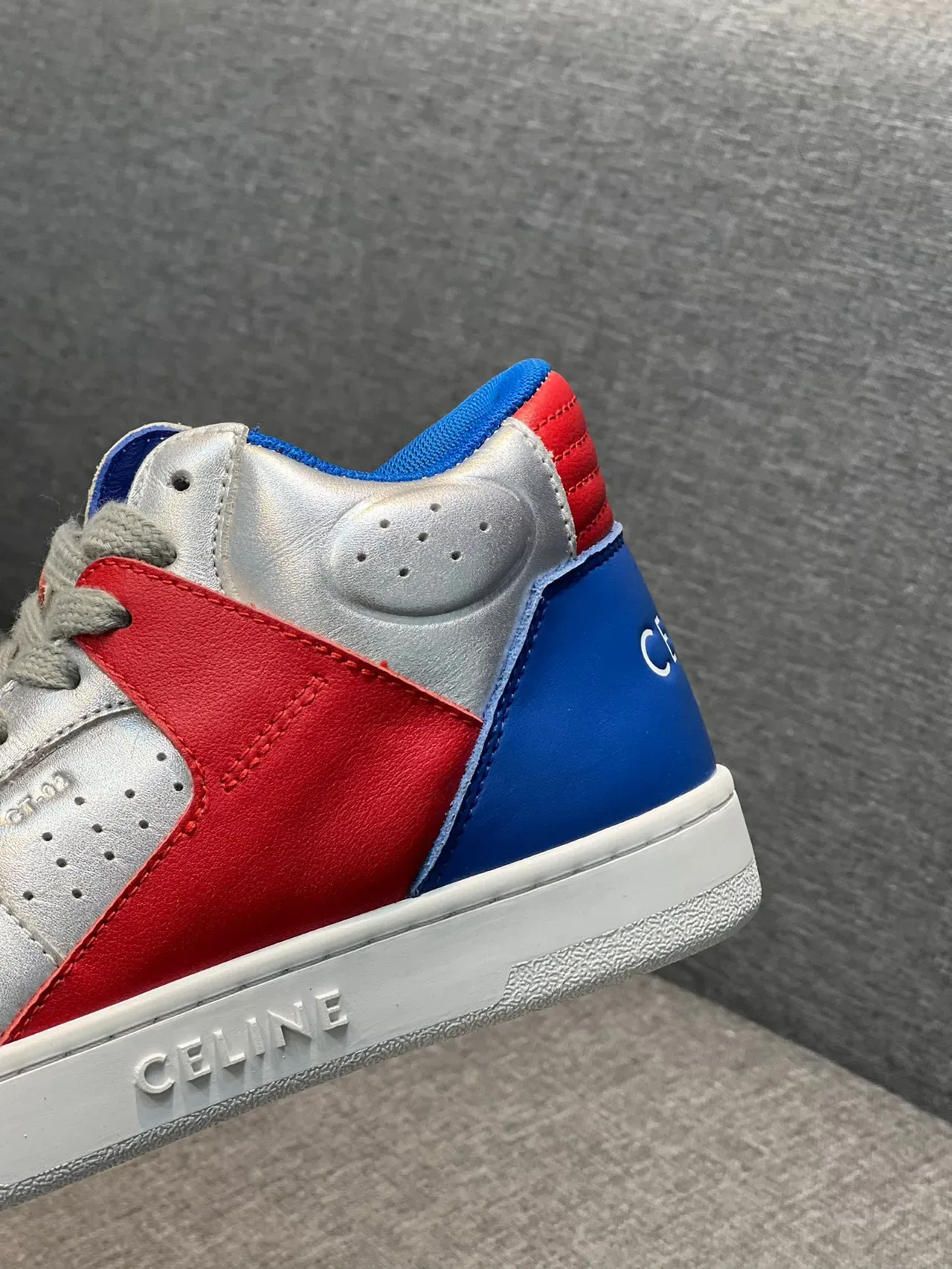 Celine CT-01 Metallic Silver Red Blue Lifestyle Sneakers 8