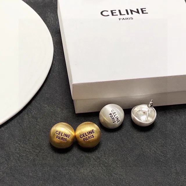 Celine Paris 雕刻球形耳钉 4