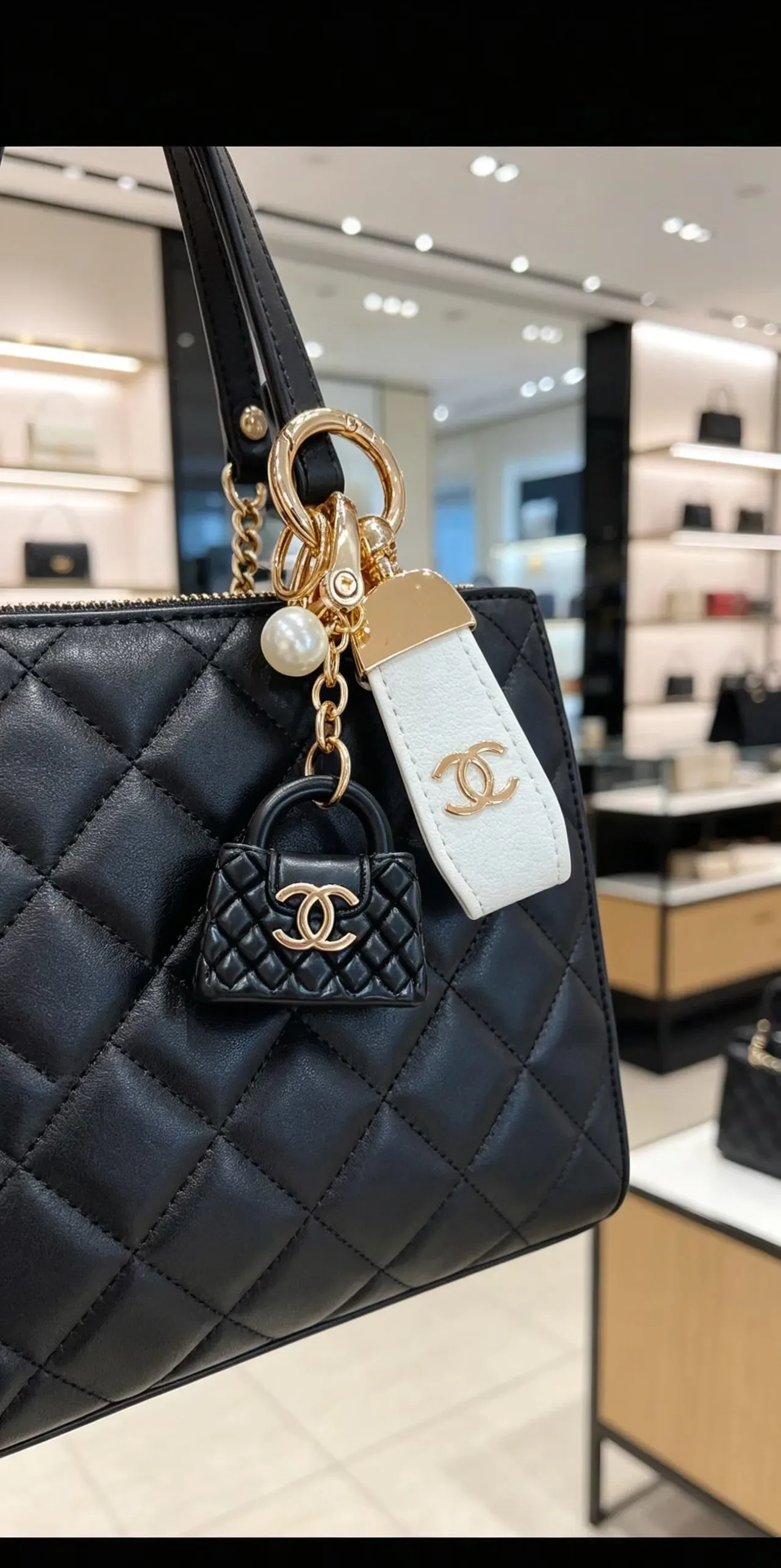 Chanel Sac Miniature Noir Or Matelassé 3