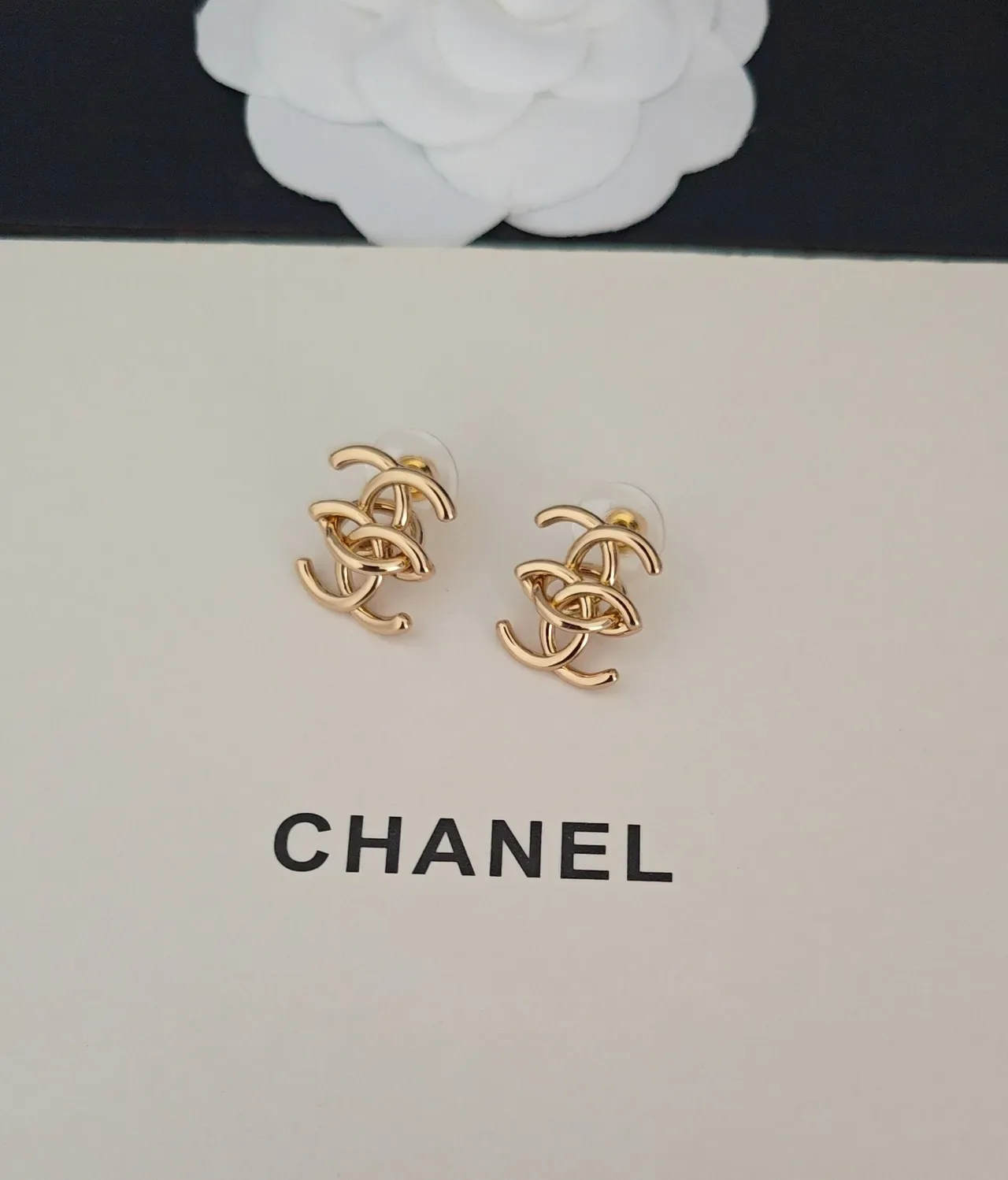 Chanel CC Logo Boucles d'oreilles ton doré 4