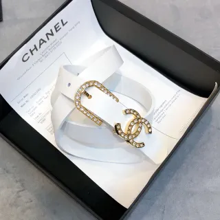 Chanel Crystal CC Belt Ceinture en cuir avec ferrure or blanc