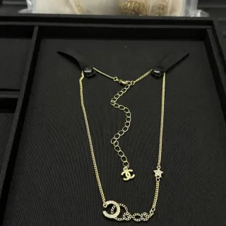 Chanel 金黑 Curb Chain Pavé Crystal CC Motifs 项链
