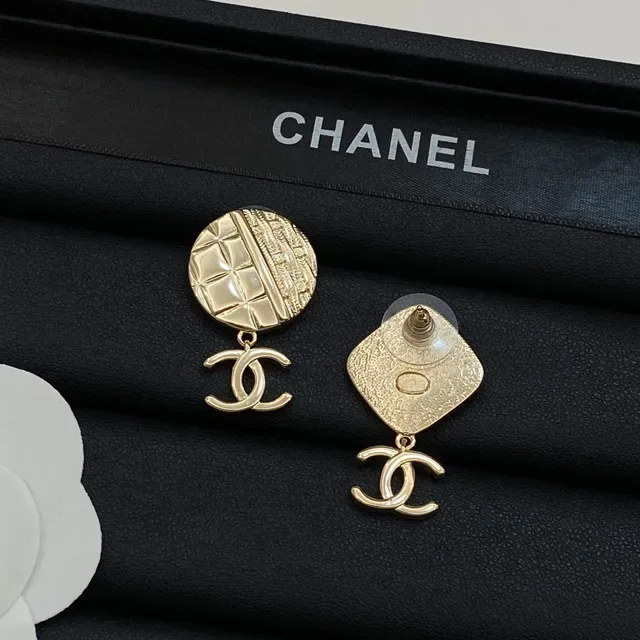 Chanel Gold-Tone Quilted and Engraved CC Logo Earrings 2