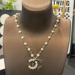 Chanel Pearl Beaded CC Pendant Necklace