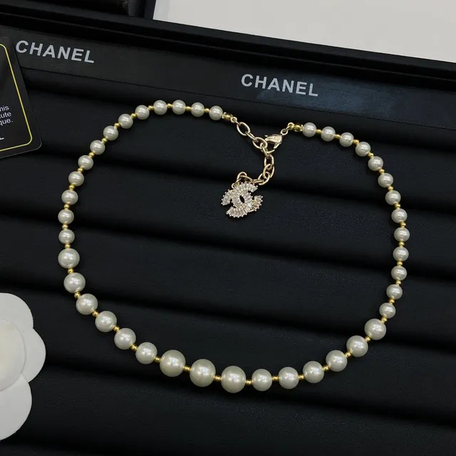 Chanel Pearl CC Necklace White Gold Chain Necklace 3