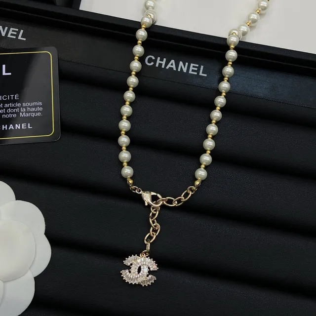 Chanel Pearl CC Necklace White Gold Chain Necklace 5