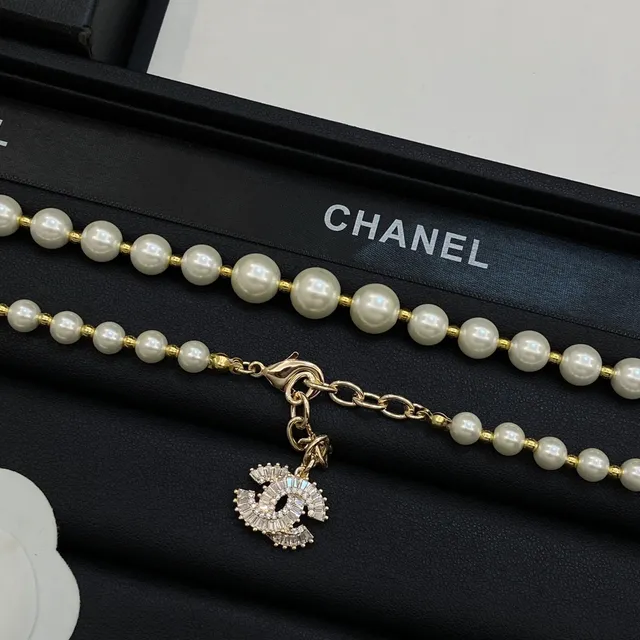 Chanel Pearl CC Necklace White Gold Chain Necklace 6