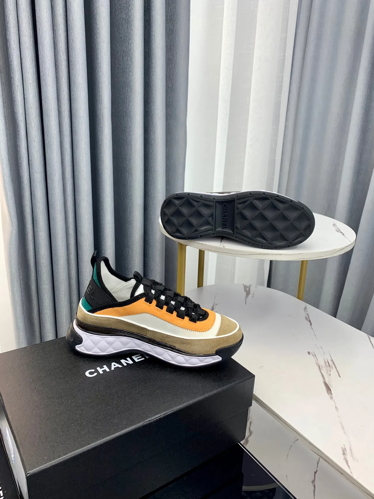 Chanel Runway Sneakers Multicolor Color-Blocked Upper Quilted Midsole Chunky Sneakers 4
