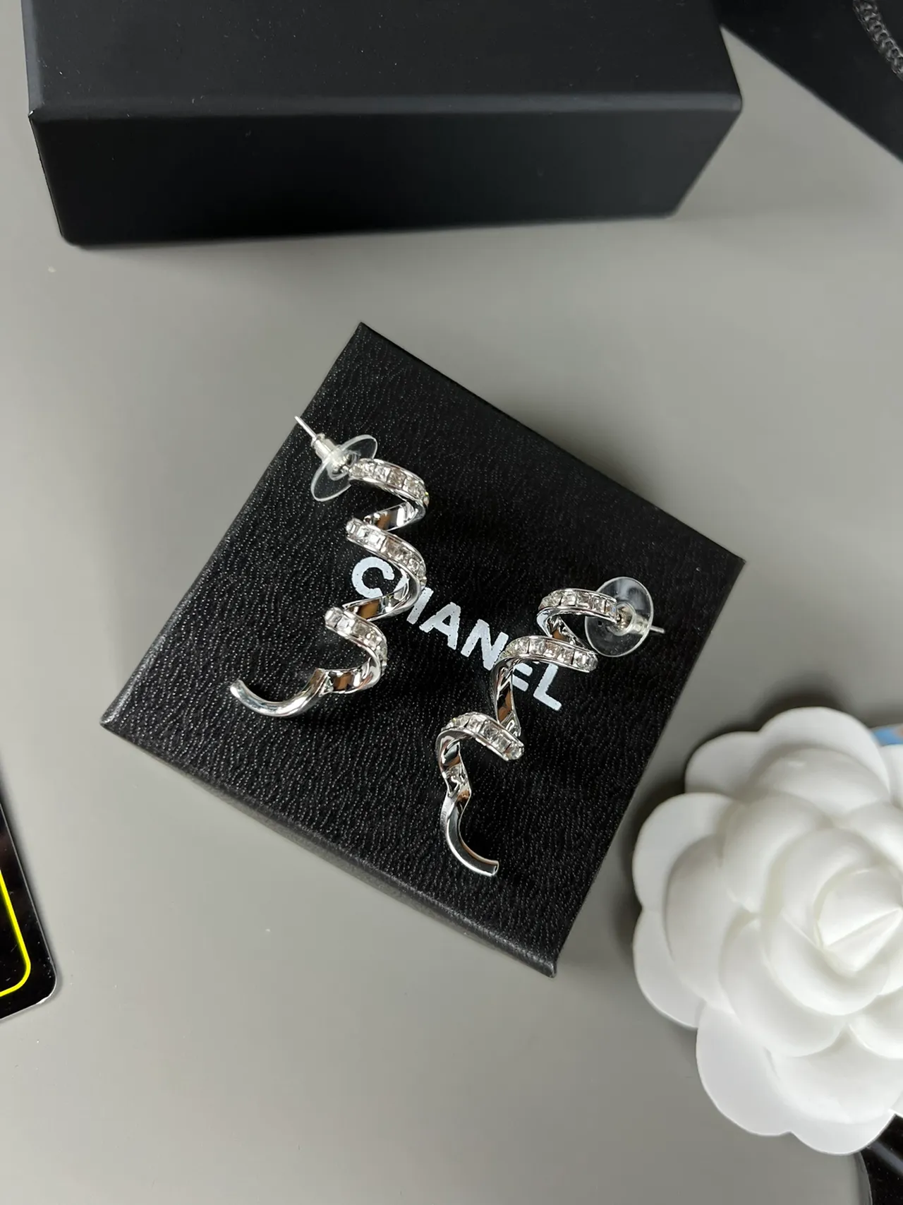 Chanel Spiral Crystal Stud Earrings 3
