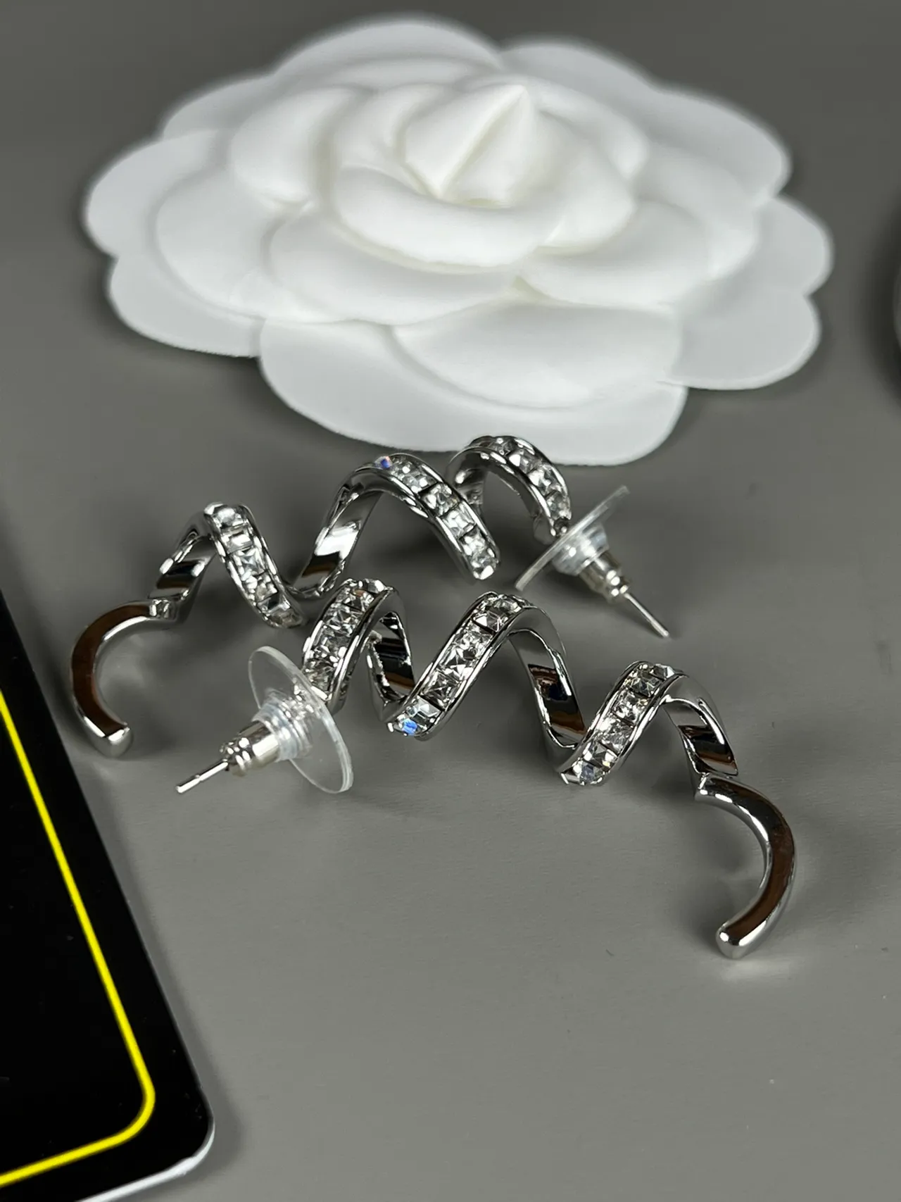 Chanel Spiral Crystal Stud Earrings 4