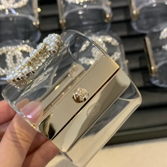 Chanel Transparent Gold Acrylic Pearl-Embellished Bracelet 6