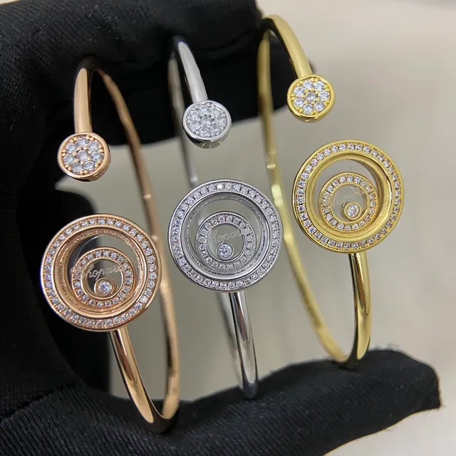 Chopard Happy Diamonds Rotating Disc Pavé Diamond Open Bangle Bracelets 2