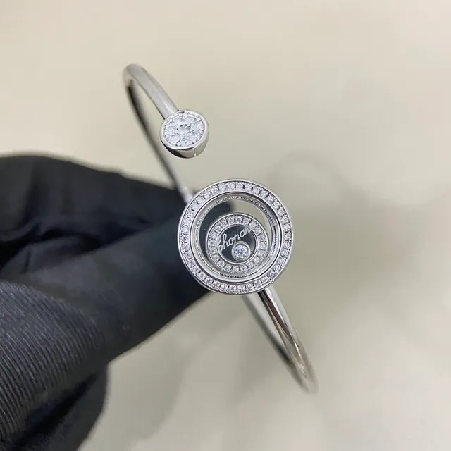 Chopard Happy Diamonds Rotating Disc Pavé Diamond Open Bangle Bracelets 4