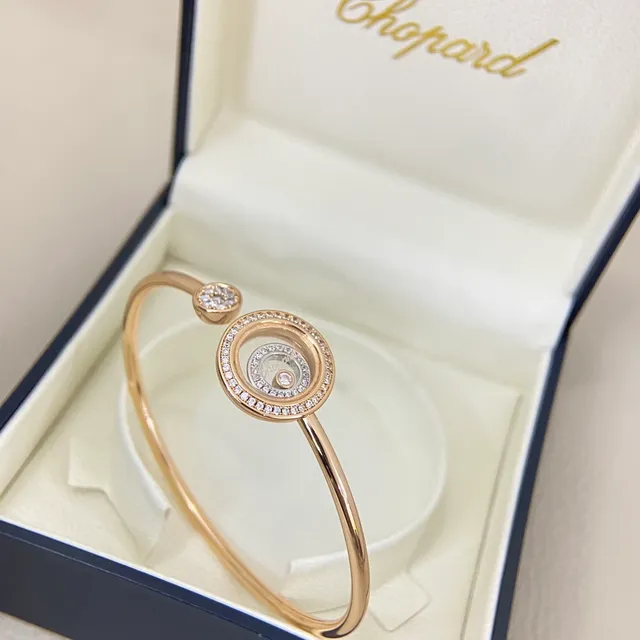 Chopard Happy Diamonds Rotating Disc Pavé Diamond Open Bangle Bracelets 8