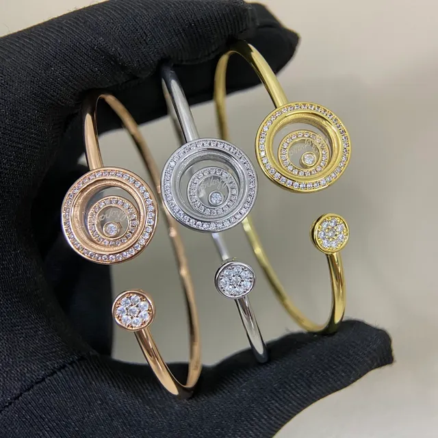Chopard Happy Diamonds Rotating Disc Pavé Diamond Open Bangle Bracelets 9