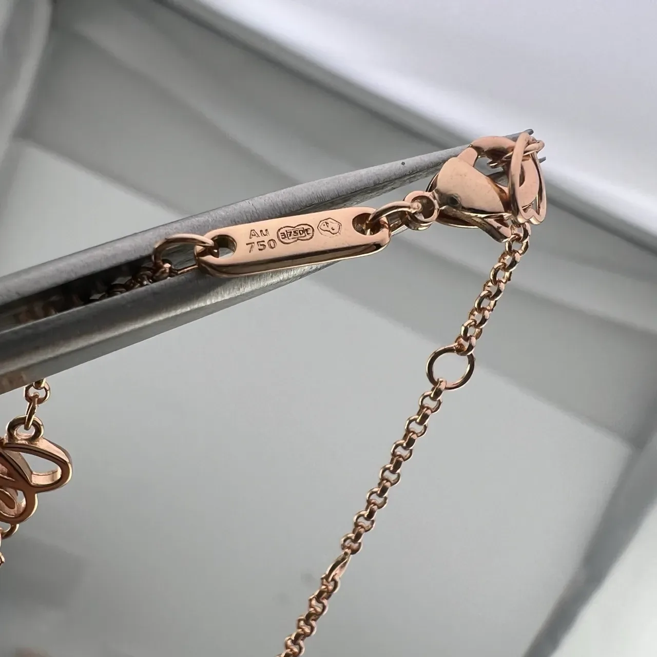 Chopard Colar Prata Dourado Aberto Cruz Pendente Borda Pavé Diamante 2