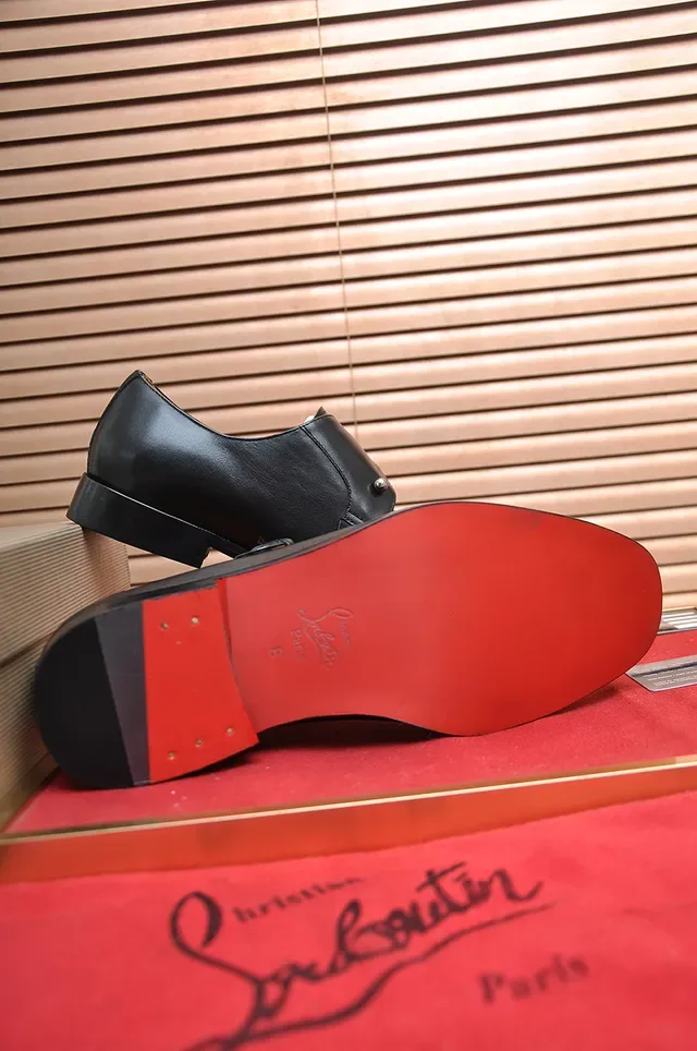 Christian Louboutin কালো লাল পলিশড লেদার সিঙ্গেল স্ট্র্যাপ মনক জুতা 3