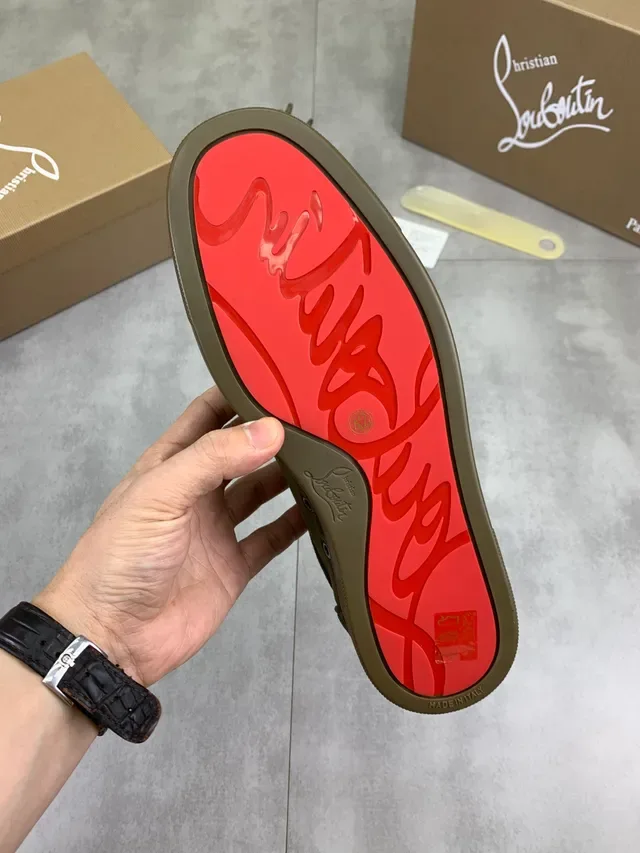 Christian Louboutin Olive Green Suede Low-Top Lifestyle Sneakers 2