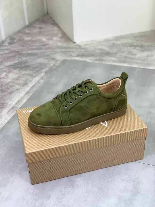 Christian Louboutin Olive Green Suede Low-Top Lifestyle Sneakers 5