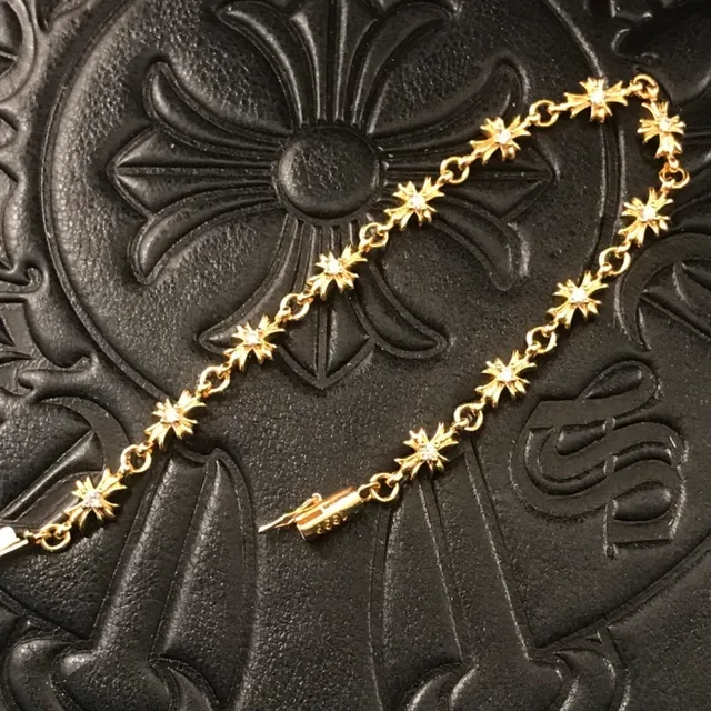 Chrome Hearts سوارة الصليب ذهبي اللون Pavé-Set روابط الصليب 5