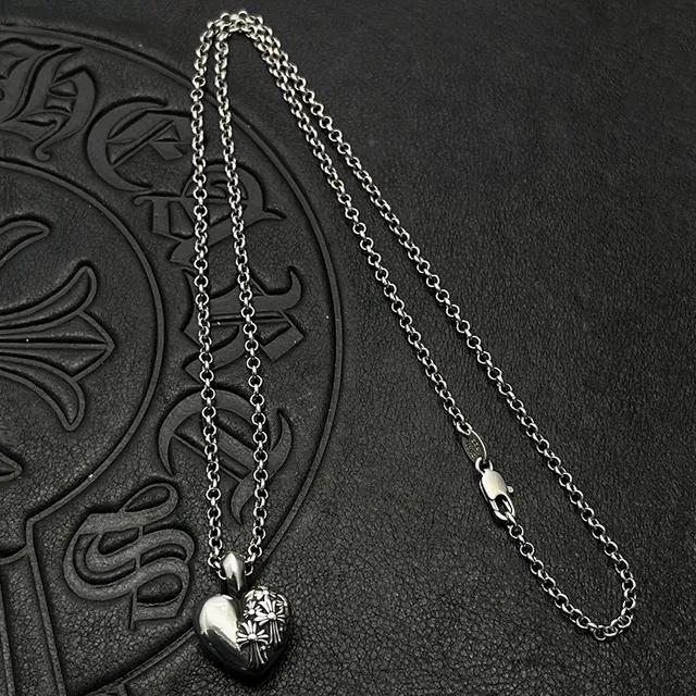 Chrome Hearts क्रूस फूल हार्ट पेंडेंट नेकलिस 6