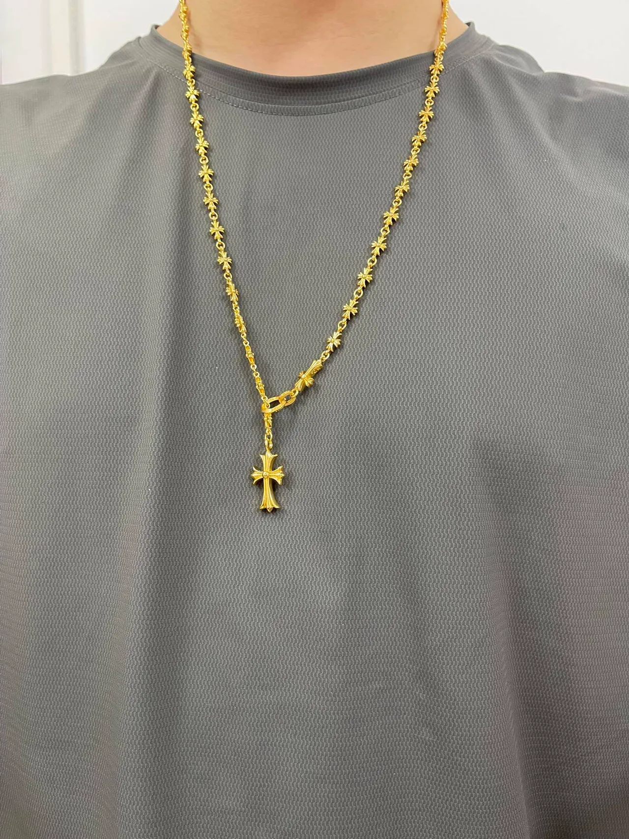 Chrome Hearts 交叉链接项链 金色链金属项链 2