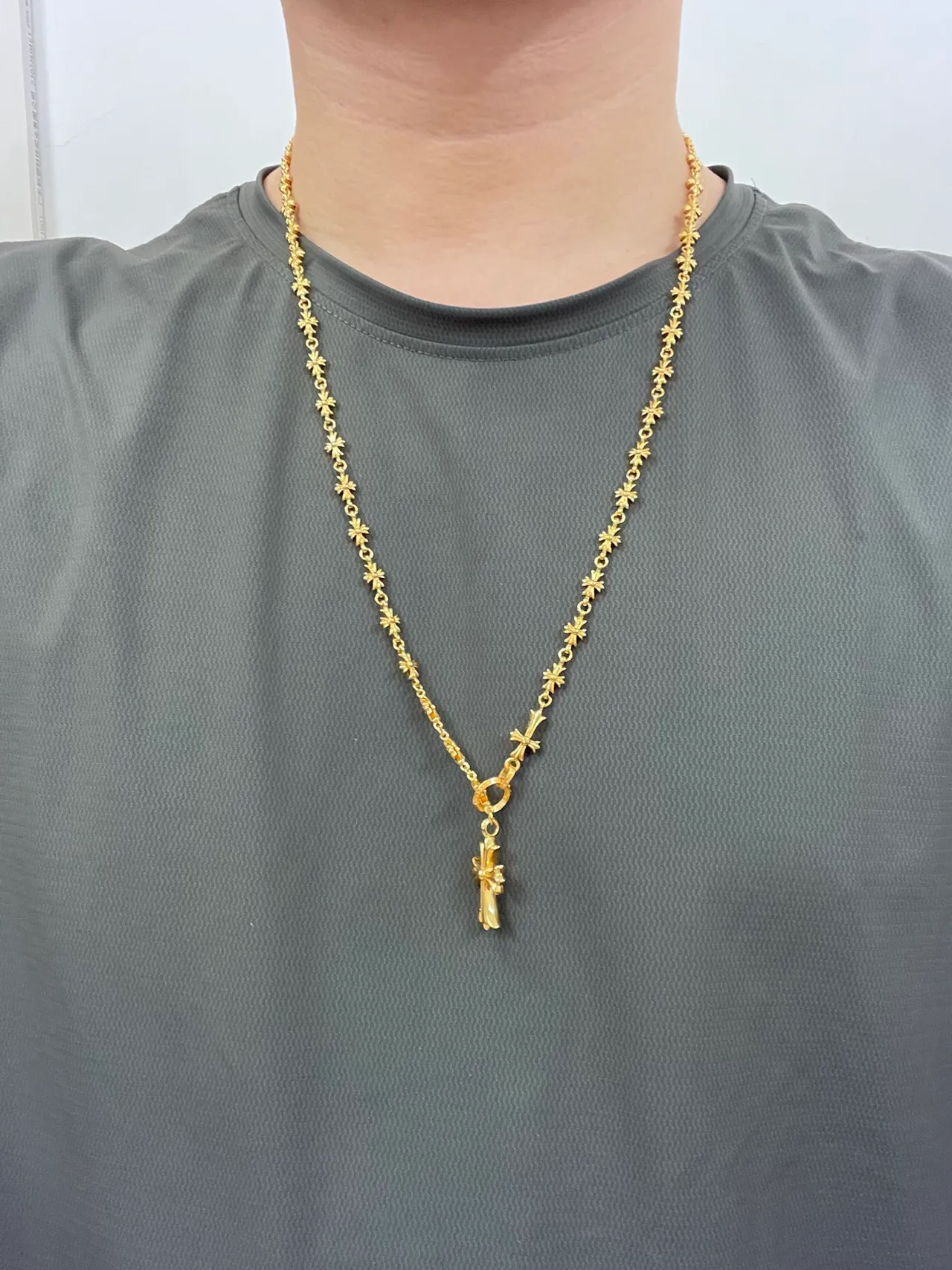 Chrome Hearts 交叉链接项链 金色链金属项链 3