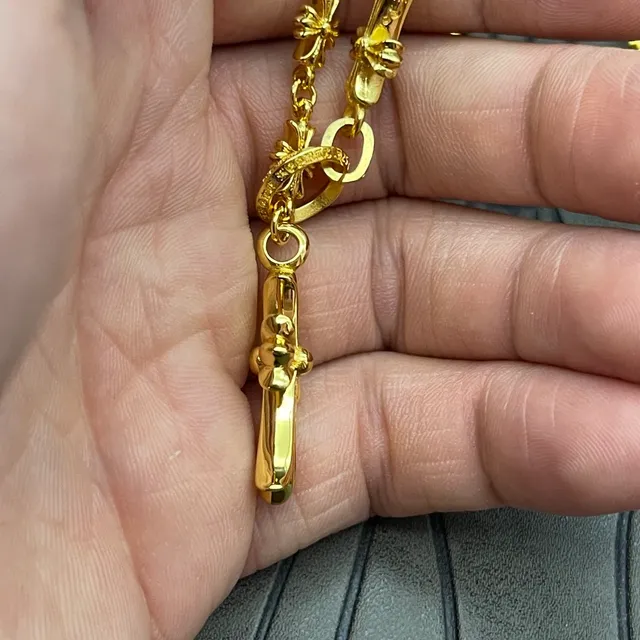 Chrome Hearts 交叉链接项链 金色链金属项链 4