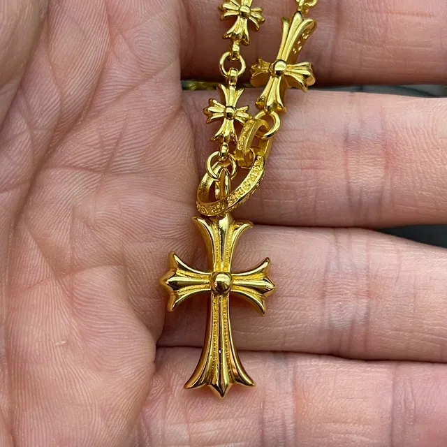 Chrome Hearts 交叉链接项链 金色链金属项链 5
