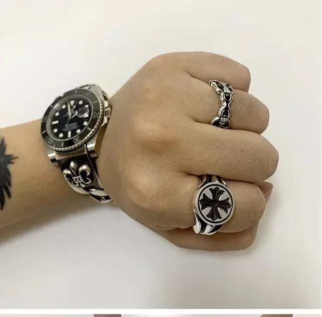Chrome Hearts Cross Motif Engraved Hinged Ring 4