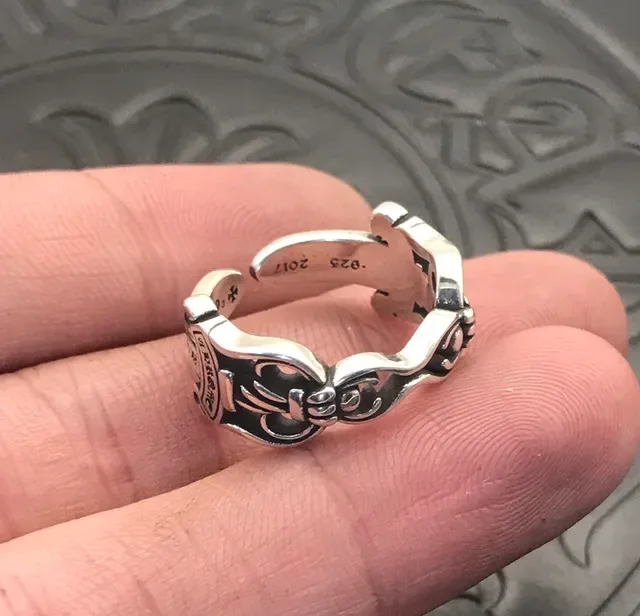 Chrome Hearts Cross Motif Engraved Hinged Ring 5
