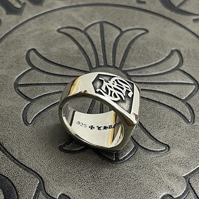 Chrome Hearts क्रॉस रिंग चाँदी काला एनामेल फेसेटेड स्टोन रिंग 3
