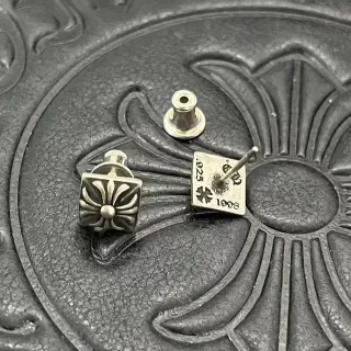 Chrome Hearts Floral Cross Square Stud Earrings