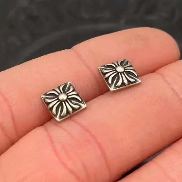 Chrome Hearts Floral Cross Square Stud Earrings 5