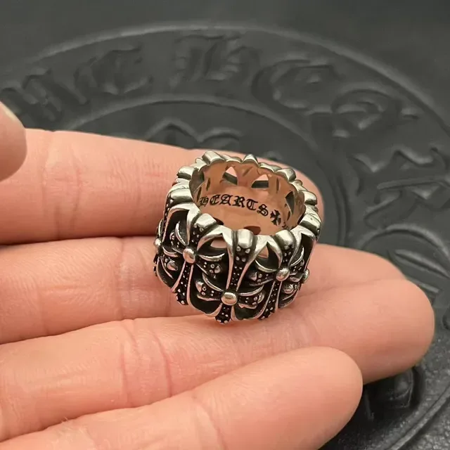 Chrome Hearts Floral Cross Wide Band Ring 4