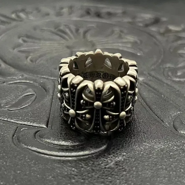 Chrome Hearts Floral Cross Wide Band Ring 6