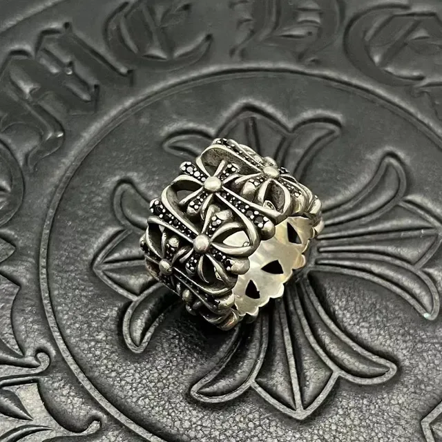 Chrome Hearts Floral Cross Wide Band Ring 7
