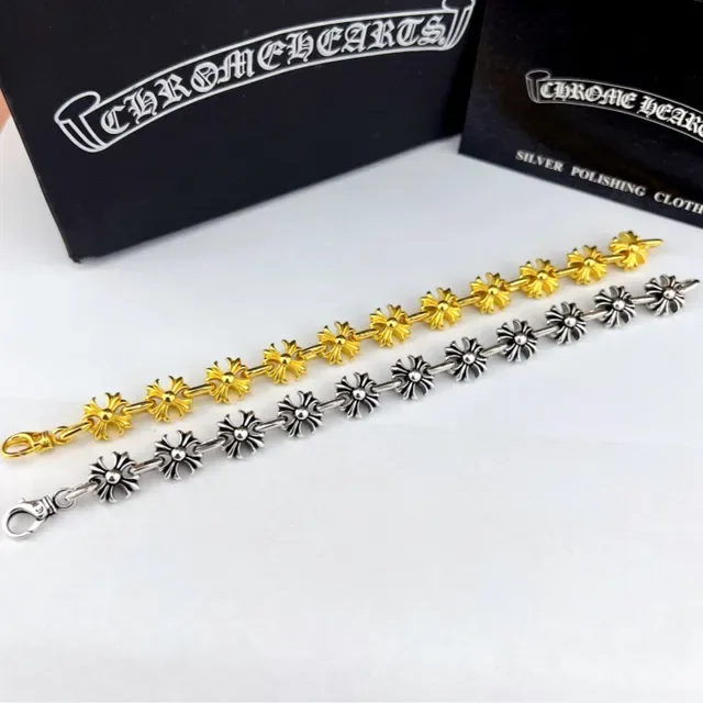 Chrome Hearts Floral-Link Silver-Toned Bracelet 7