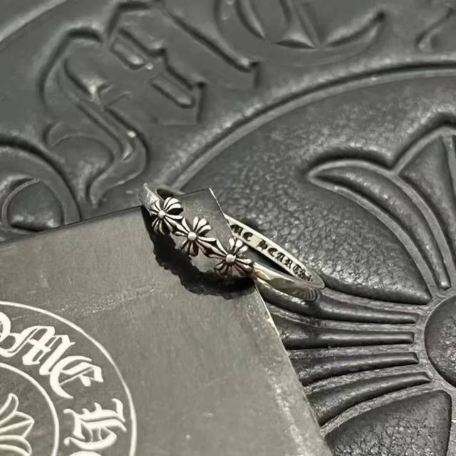 Chrome Hearts ফ্লোরাল মোটিফ অক্সিডাইজড সিলভার রিং 9