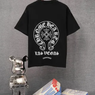 Chrome Hearts Las Vegas ग्राफिक ओवरसाइज्ड काली टी-शर्ट