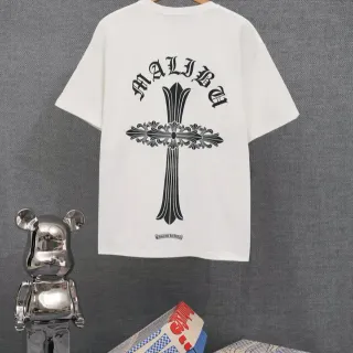 Chrome Hearts Malibu Cross ग्राफिक सफेद टी-शर्ट