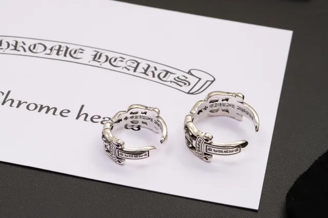 Chrome Hearts चाँदी काला शानदार फूल प्रेरणा एमेल इनले अंगूठी 5